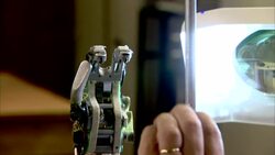 A bionic hand mimics the movements of a human hand. Stock Footage