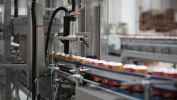 Drink Cans on the Production Lines Stock Footage