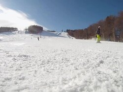 HD: Skiing On A Ski Slope Stock Footage