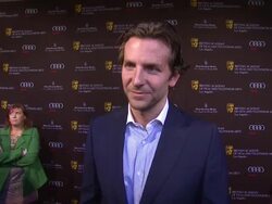INTERVIEW - Bradley Cooper on what brings him out, what about this story attracted him to film and how he is feeling going into tomorrow's award show. at BAFTA Los Angeles Awards Season Tea. Stock Footage