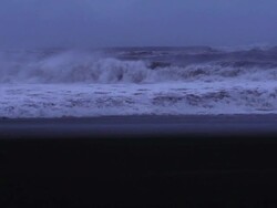 Black Sand Beach in dark Stock Footage