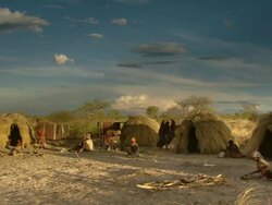 WS T/L View of bushman village life / Limpopo, South Africa Stock Footage