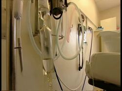 CU saline drip in hospital ward Stock Footage