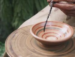 neolithic painting clay pot Stock Footage