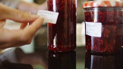 Homemade Jam Being Labelled Stock Footage