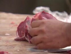 Meat Chopped in Halal Butchers Tooting Road London News Clip