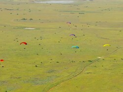 WS AERIAL View of Para gliding / Melbourne, Victoria, Australia Stock Footage