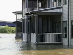 May 9, 2011 Mississippi River Flooding 2nd floor flooding of Condos at Mud Island, Memphis, Tennessee, USA Stock Footage