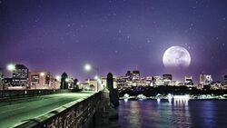 Full moon over Boston Stock Footage