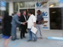 Luis Guzman receives key to the city of Miami Stock Footage