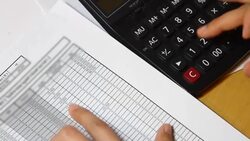 Working officer about cafinancial. Stock Footage