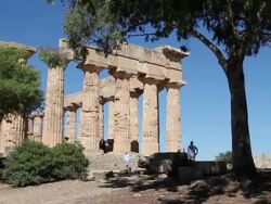 Selinunte, general view of temple E, temple of Hera, from the 5th century B.C. Stock Footage