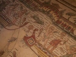 Piazza Armerina (villa Romana del Casale), room of the fishing cupids Stock Footage