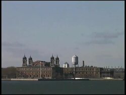 New York / Jersey: Ellis Island from Boat Stock Footage