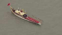 Royal flotiilla at River Thames in London News Clip