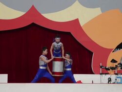 MS Chinese acrobats performing on stage / xi'an, shaanxi, china Stock Footage