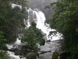 Waterfalls near Parati, Brazil, heavy rain, rainforest, HD Stock Footage