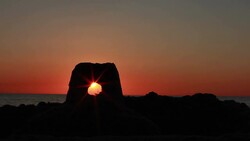 sunset with pirate ship Stock Footage