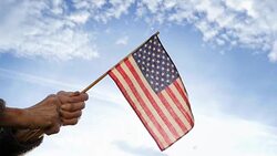 Senior Woman Holding American Flag Stock Footage