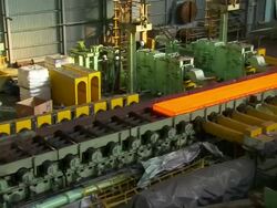 MS TS Shot of making process steel, molten steel bar at end of production / Gwangyang, Jeollanamdo, South Korea Stock Footage