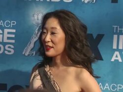 Sandra Oh at the 42nd NAACP Image Awards at Los Angeles CA. (Footage by WireImage Video/GettyImages) Stock Footage