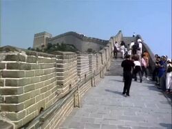 MS People walking along Great Wall of China, Badaling, China Stock Footage