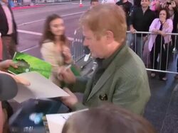 Dave Foley greets fans while departing Wreck It Ra Stock Footage