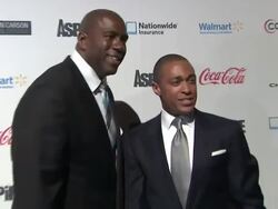 Earvin 'Magic' Johnson and T.J. Holmes at "ASPiRE" Television Network Launch Event Stock Footage