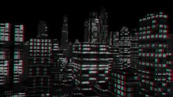 Lights illuminate windows on skyscrapers. Stock Footage