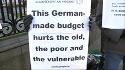 Protest and scuffles as government unveils sixth austerity budget in just over four years News Clip