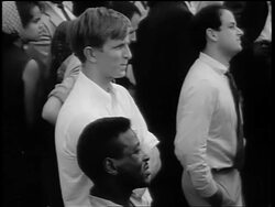 B/W August 28, 1963 Blacks + Whites watching Marian Anderson sing at March on Washington Stock Footage