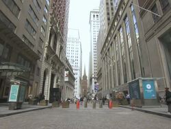 WS Pedestrians at Wall St. in NYC's financial district / New York City, New York, USA Stock Footage