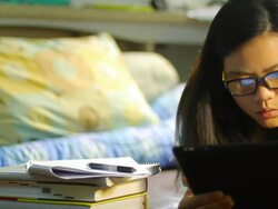 Tablet user by teenage girl Stock Footage