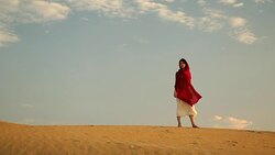 Woman at Thar Desert in Jaisalmer India Stock Footage
