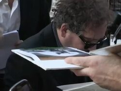 Tim Burton greets fans at the Frankenweenie Premiere in Hollywood, 09/24/12 Stock Footage