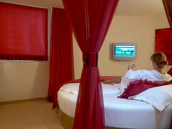 HD DOLLY: Watching TV Stock Footage