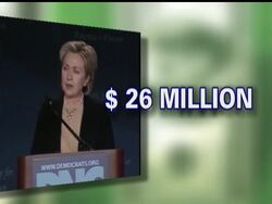 Two Democratic presidential candidates brokeprevious fundraising records during the first three months of the year, with Sen. Hillary Rodham Clinton setting a high bar of $26million in new contributions for the quarter. News Clip