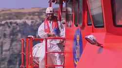 North African migrants on coastguard boat News Clip