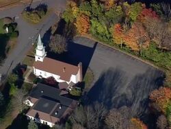 WS AERIAL View of Wachusett Reservoir flowing though wooded area / Massachusetts, United States Stock Footage