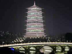 T/L LS Pagoda at night/xian,shaanxi,China Stock Footage