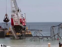 Iconic Jet Star Roller Coaster Damaged By Hurricane Sandy Torn Down Stock Footage