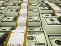 Stacks of 100 dollar bills - loopable, NTSC Stock Footage