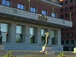 Tilt Down Shot Building Eastern Norway Oslo Norway  Stock Footage