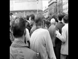 SYND 16 8 68 FREE SPEECH CORNER IN PRAGUE News Clip