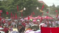 CLEAN : Huge crowds gather for Myanmar opposition rally News Clip