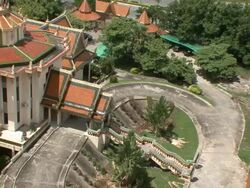 MS View of elaborately designed building in Phnom Penh / Phnom Penh, Cambodia / Phnom Penh, Cambodia Stock Footage