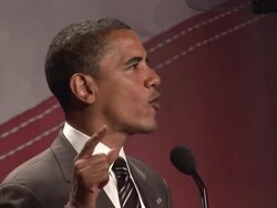 2008 CU US Senator Barack Obama giving speech about education at League of United Latin American Citizens (LULAC) convention during campaign for Democratic Party nomination for President on July 8, 2008 / Washington DC, USA / AUDIO Stock Footage