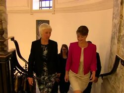 Leanne Wood arriving for the BBC Leader's Debate ahead of the General Election 2015 News Clip