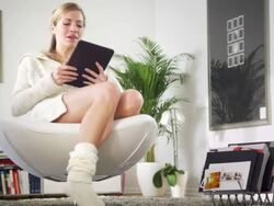 Woman walking to chair Stock Footage