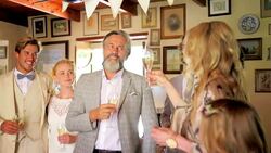 Parents toasting to bride and groom with champagne Stock Footage